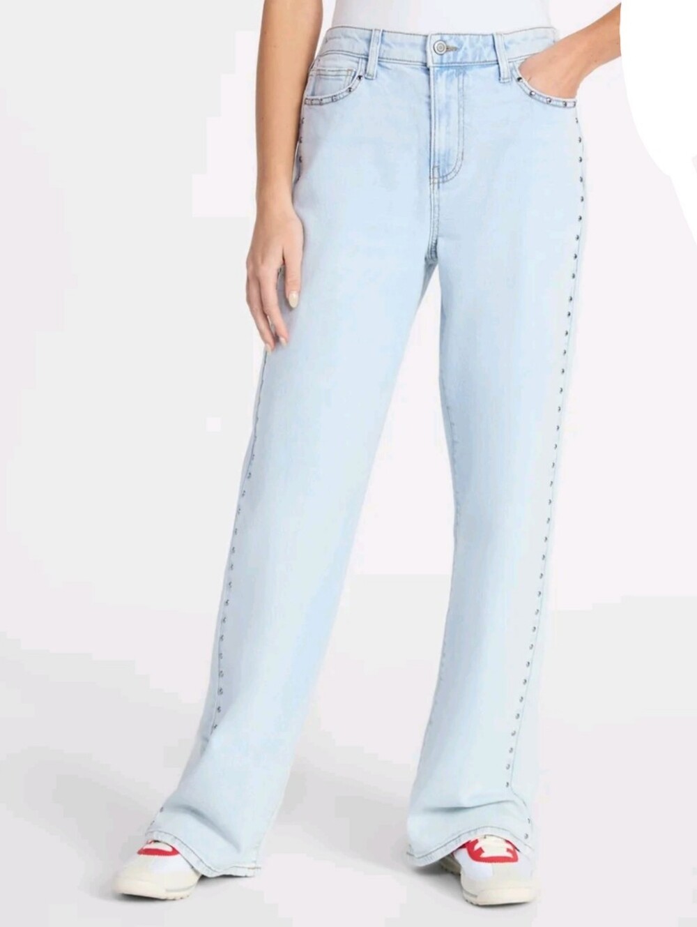 No Boundaries Women's Size XXS (00) High Rise Baggy Wide Leg Jeans Light Wash